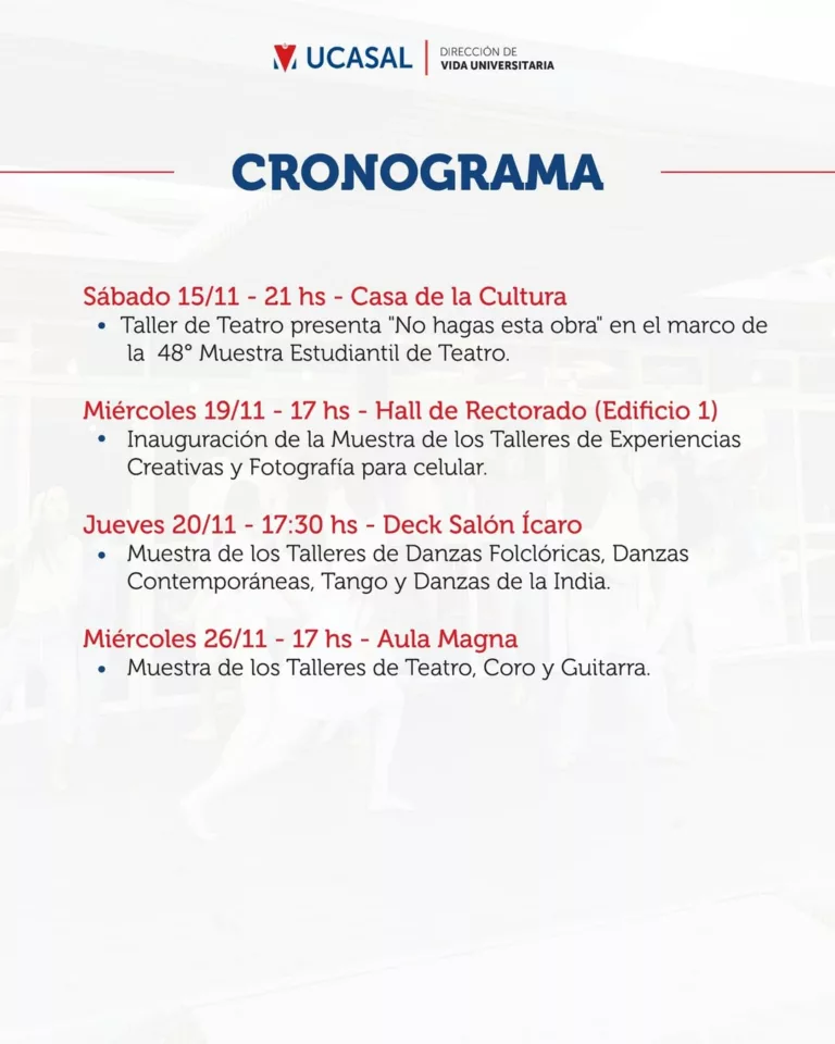 🎨 MUESTRA ANUAL DE TALLERES ARTÍSTICOS UCASAL 🎭🎶🖼️¡Te invitamos a compartir el talento, la c (1)